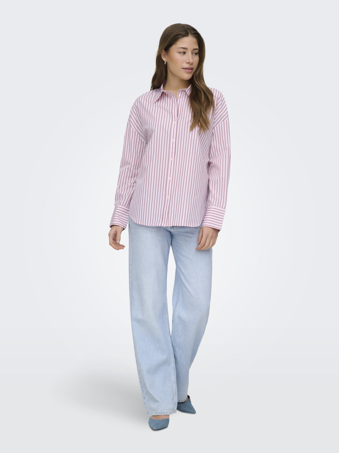 ONLOREGON ALVA LS REG SHIRT NOOS WV, Fuchsia Pink/BORDEAUX+WHITE 219990006 Bild 6