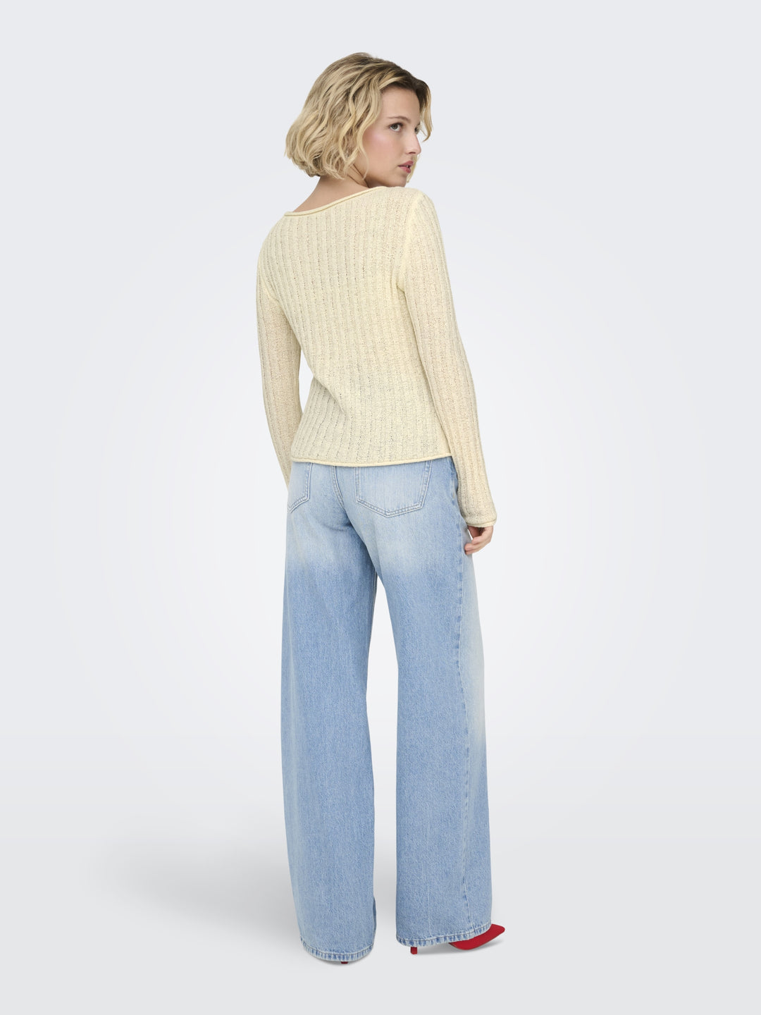 ONLPAMELA LS RIB O-NECK PULLOVER CC, Birch 180083 Bild 5
