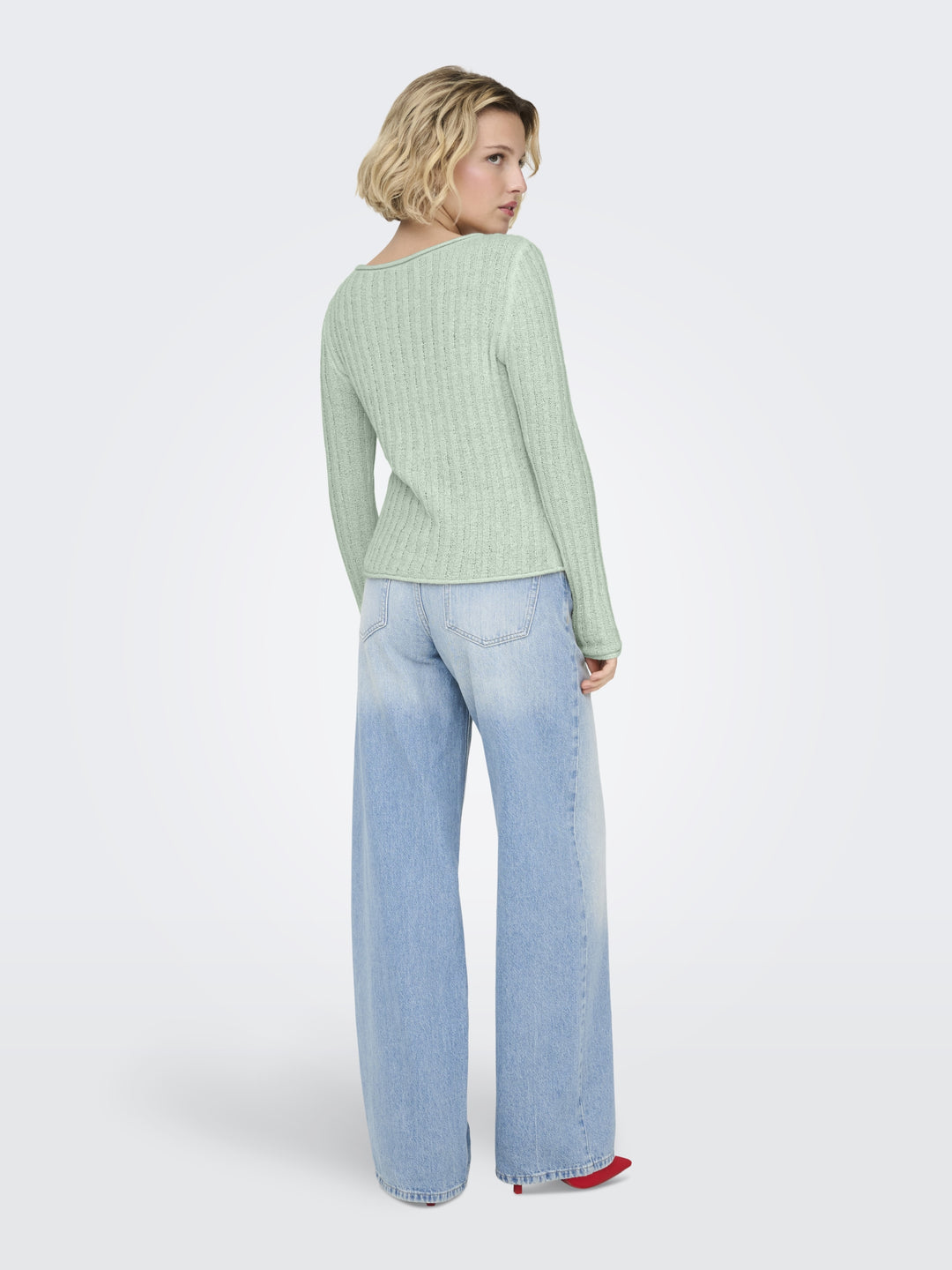 ONLPAMELA LS RIB O-NECK PULLOVER CC, Green Lily 202570 Bild 1