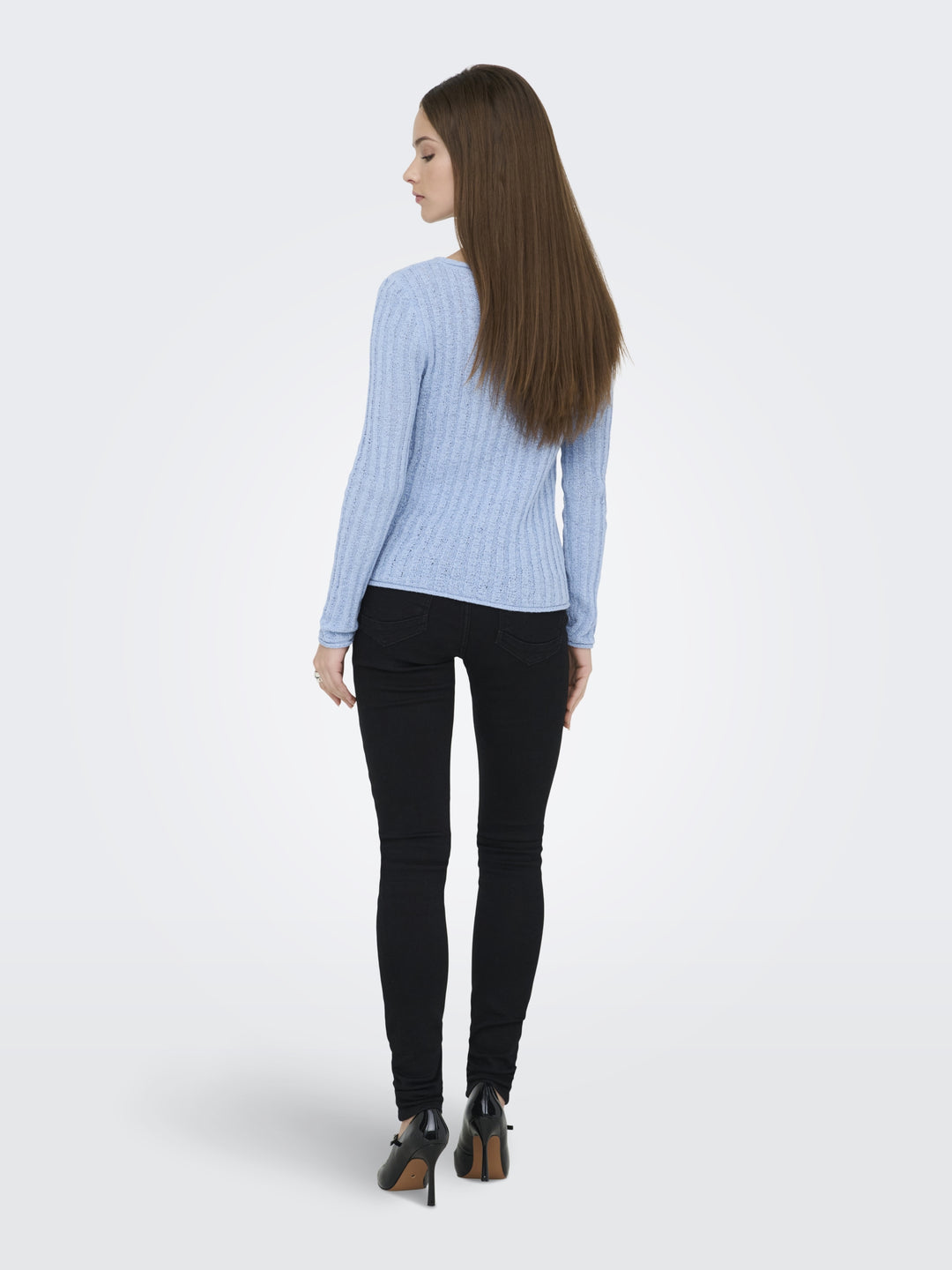 ONLPAMELA LS RIB O-NECK PULLOVER CC, Soft Chambray 299897 Bild 2