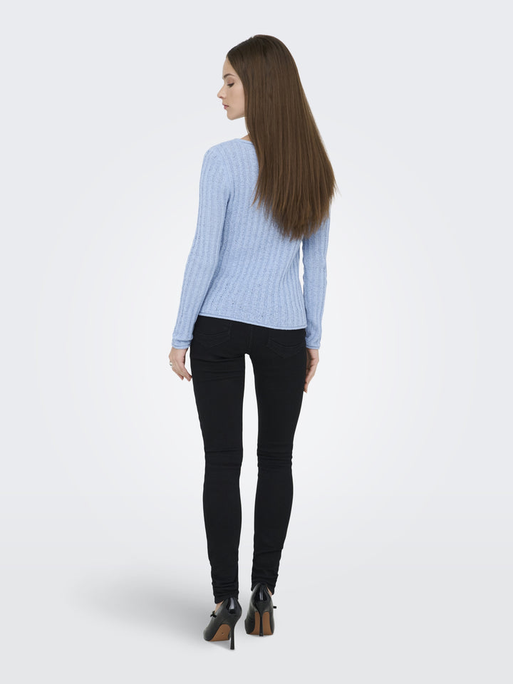 ONLPAMELA LS RIB O-NECK PULLOVER CC, Soft Chambray 299897 Bild 2