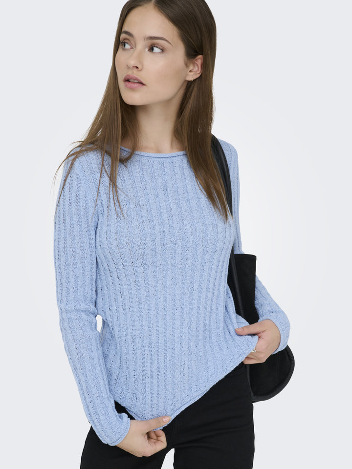 ONLPAMELA LS RIB O-NECK PULLOVER CC, Soft Chambray 299897 Bild 5