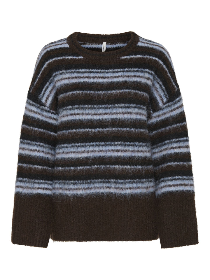 ONLPERIL LS LOOSE O-NECK KNT, Coffee Bean/Black/Dusty Blue/Mel 237375002 Bild 1