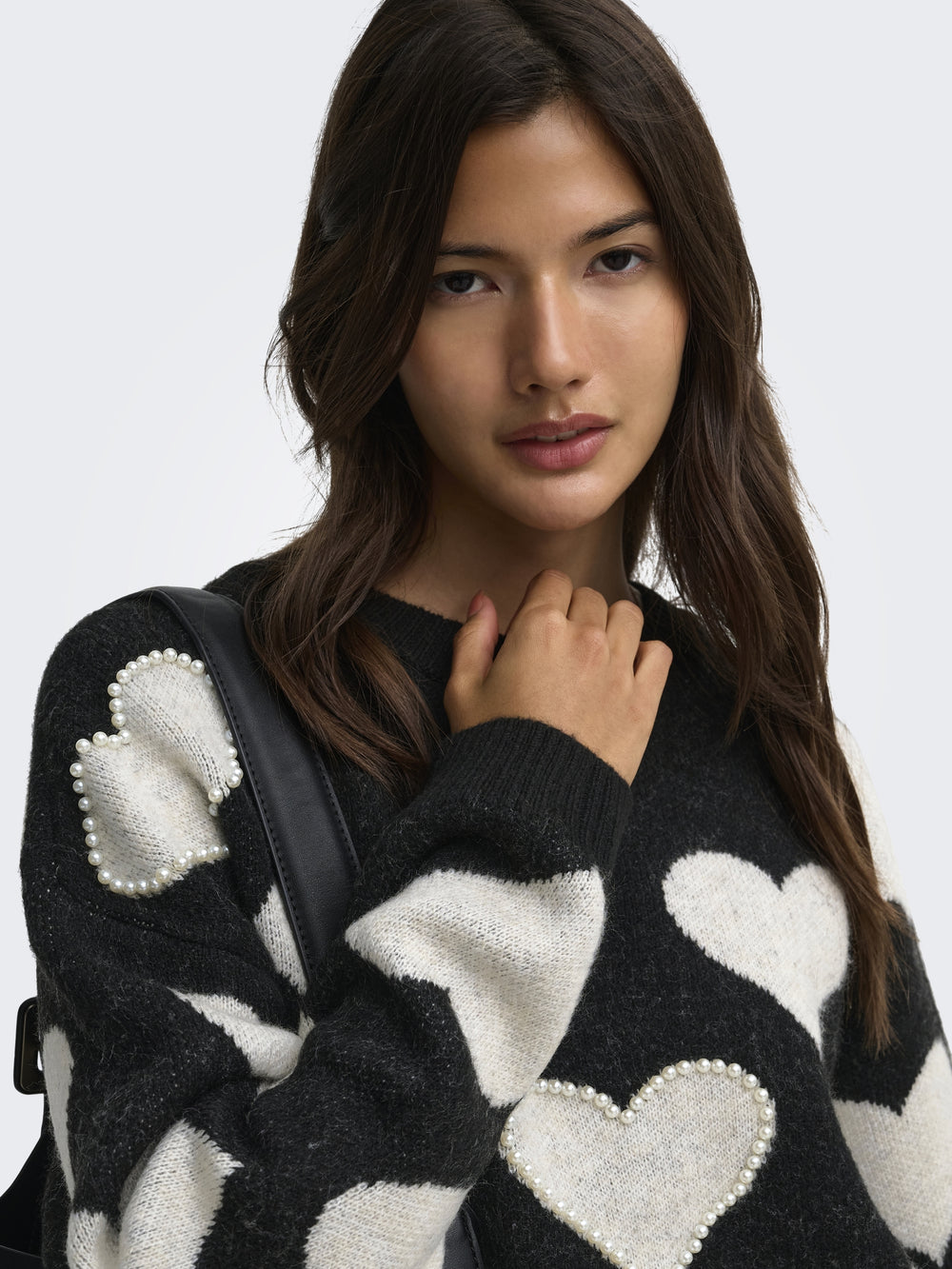 ONLPOPPY LS PATTERN PEARL O-NECK KN, Black/Heart/Birch/Mel/Pearl 177911001 Bild 2
