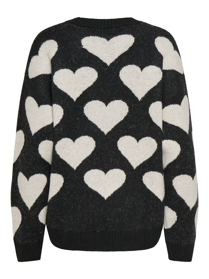 ONLPOPPY LS PATTERN PEARL O-NECK KN, Black/Heart/Birch/Mel/Pearl 177911001 Bild 3