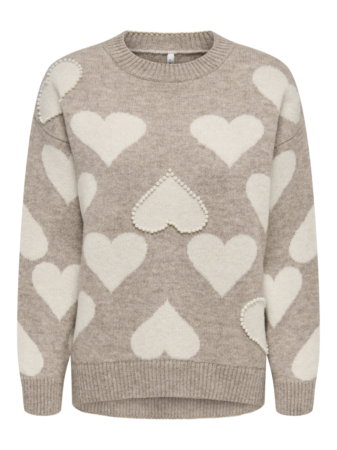 ONLPOPPY LS PATTERN PEARL O-NECK KN, String/Heart/Birch/Mel/Pearl 185600001 Bild 1