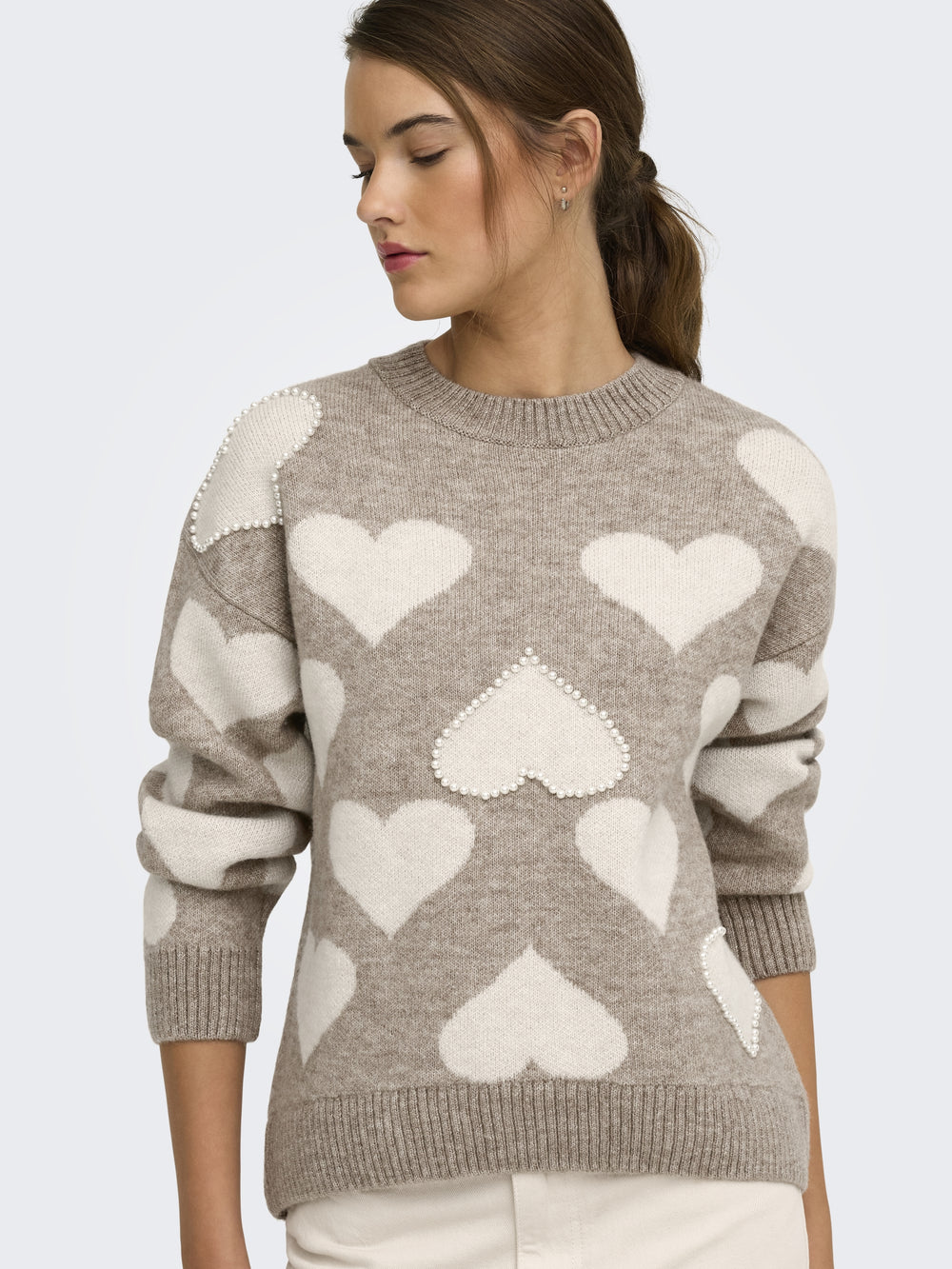 ONLPOPPY LS PATTERN PEARL O-NECK KN, String/Heart/Birch/Mel/Pearl 185600001 Bild 2