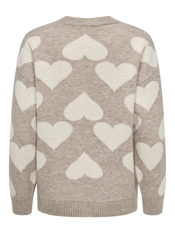 ONLPOPPY LS PATTERN PEARL O-NECK KN, String/Heart/Birch/Mel/Pearl 185600001 Bild 3