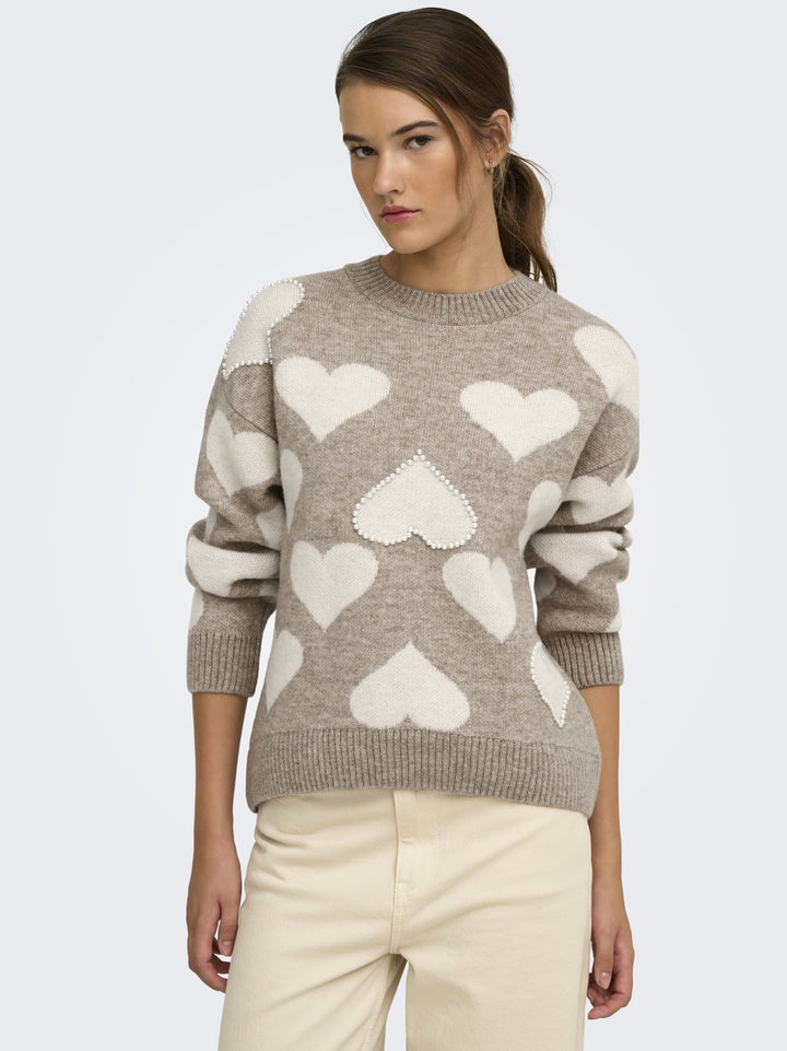ONLPOPPY LS PATTERN PEARL O-NECK KN, String/Heart/Birch/Mel/Pearl 185600001 Bild 6
