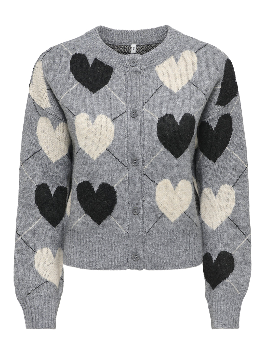 ONLRITU LS O-NECK JAQ CARDIGAN KNT, Medium Grey Melange/Argyle Hearts/B 179075001 Bild 1