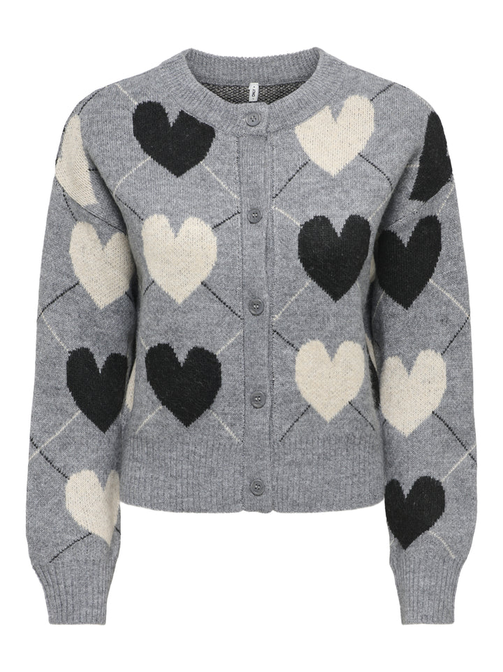 ONLRITU LS O-NECK JAQ CARDIGAN KNT, Medium Grey Melange/Argyle Hearts/B 179075001 Bild 1