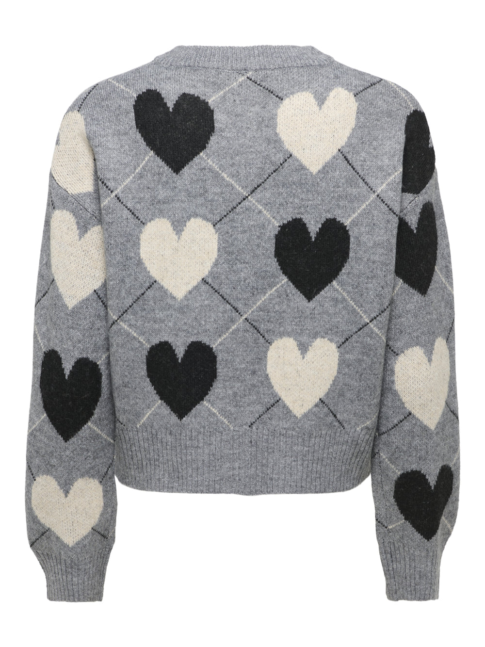 ONLRITU LS O-NECK JAQ CARDIGAN KNT, Medium Grey Melange/Argyle Hearts/B 179075001 Bild 2