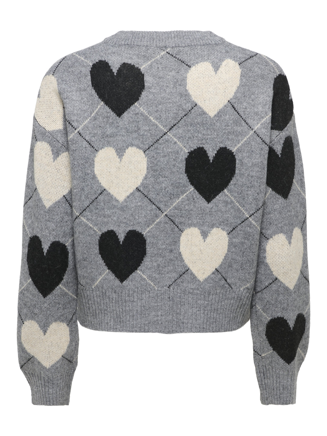 ONLRITU LS O-NECK JAQ CARDIGAN KNT, Medium Grey Melange/Argyle Hearts/B 179075001 Bild 2