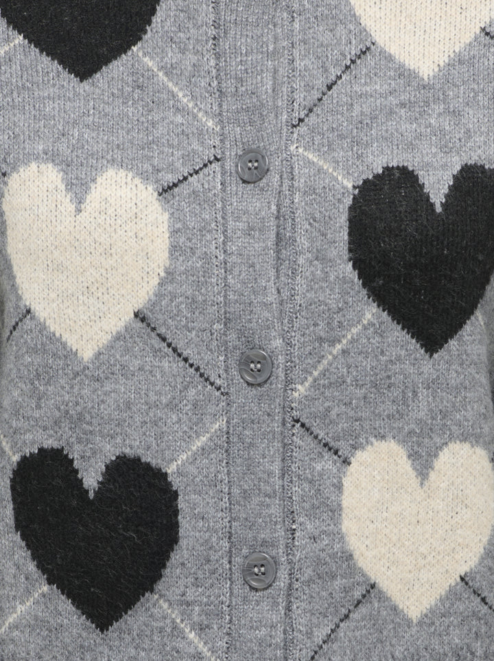 ONLRITU LS O-NECK JAQ CARDIGAN KNT, Medium Grey Melange/Argyle Hearts/B 179075001 Bild 3