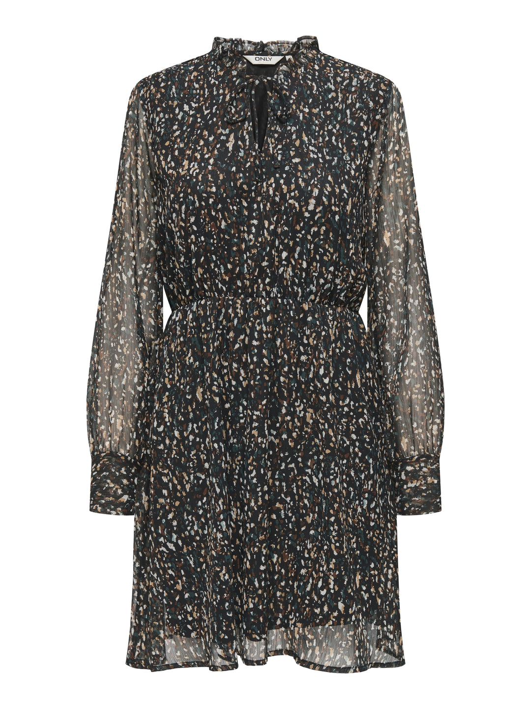 ONLSABBIE LIFE L/S STRING DRESS WVN, Black/Rustic graphic 177911001 Bild 1
