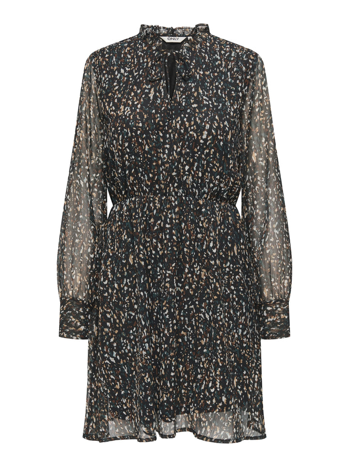 ONLSABBIE LIFE L/S STRING DRESS WVN, Black/Rustic graphic 177911001 Bild 1