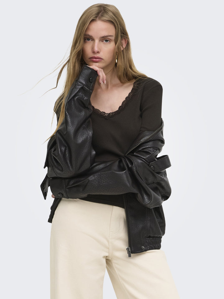 ONLSARA SHARAI L/S V-NECK TOP JRS N, Chocolate Torte 244915 Bild 8