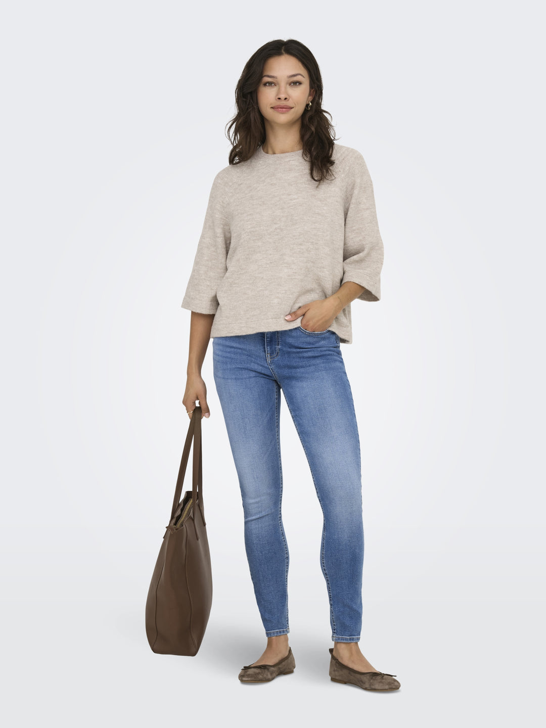 ONLSIMONI 3/4 PULLOVER KNT NOOS, Pumice Stone/MELANGE 189959001 Bild 5