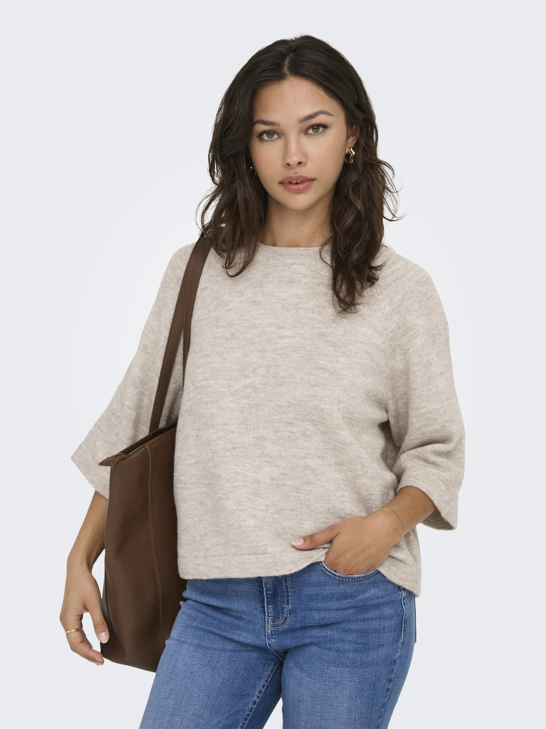 ONLSIMONI 3/4 PULLOVER KNT NOOS, Pumice Stone/MELANGE 189959001 Bild 8