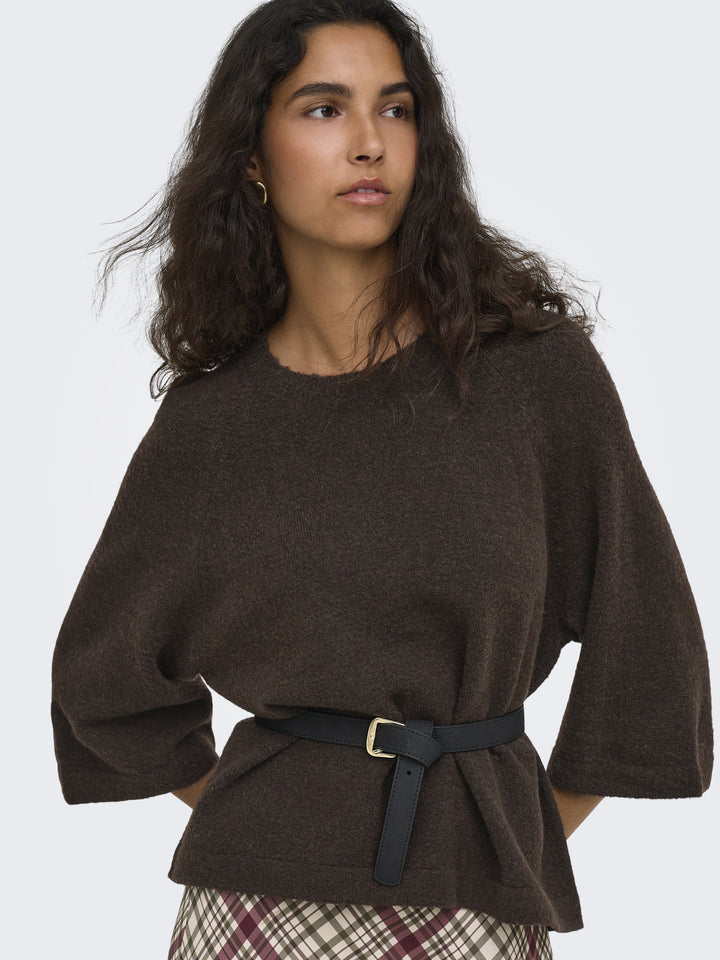 ONLSIMONI 3/4 PULLOVER KNT NOOS, Coffee Bean/MELANGE 237375001 Bild 3
