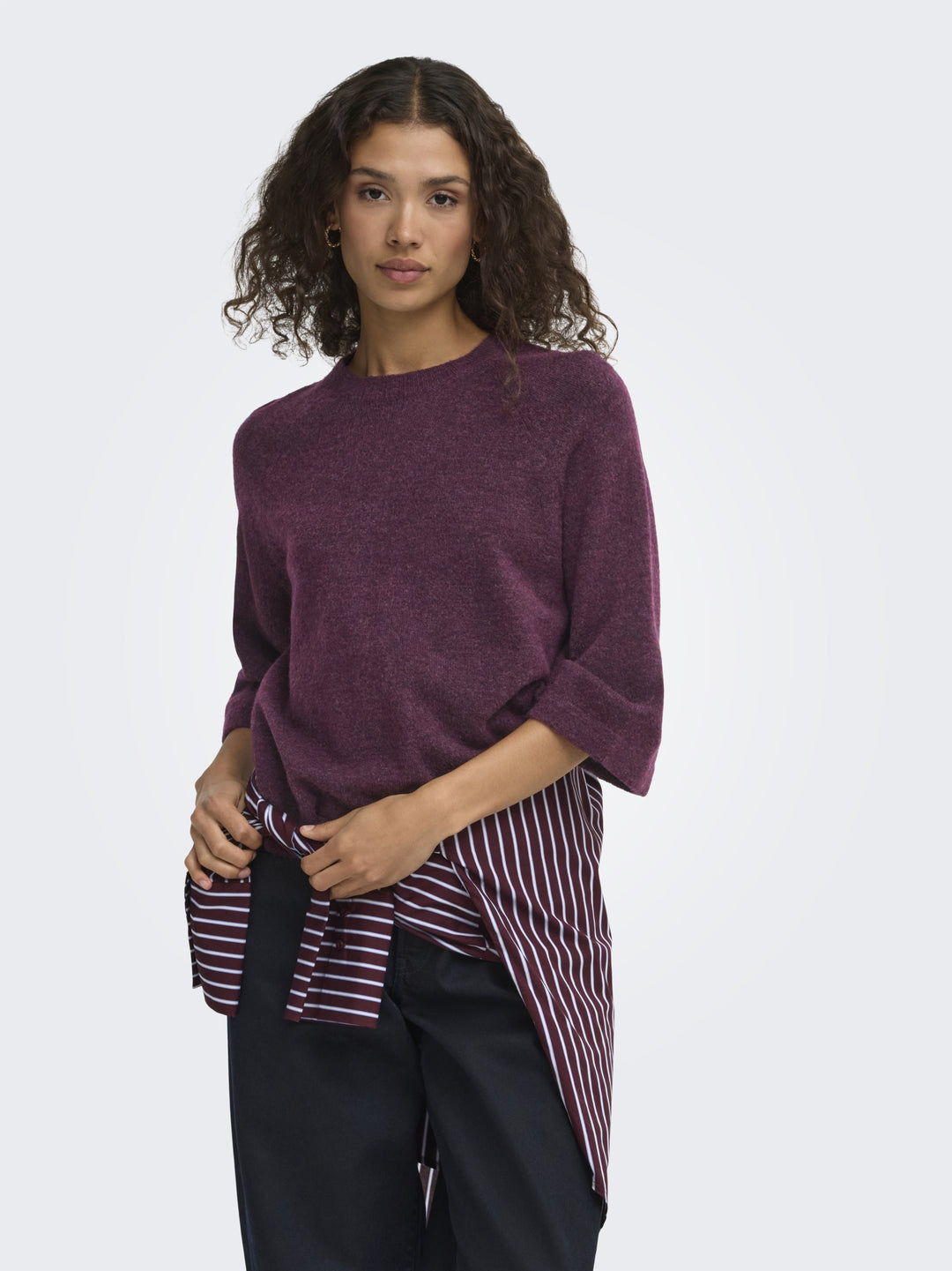 ONLSIMONI 3/4 PULLOVER KNT NOOS, Mauve Wine/MELANGE 294415001 Bild 4