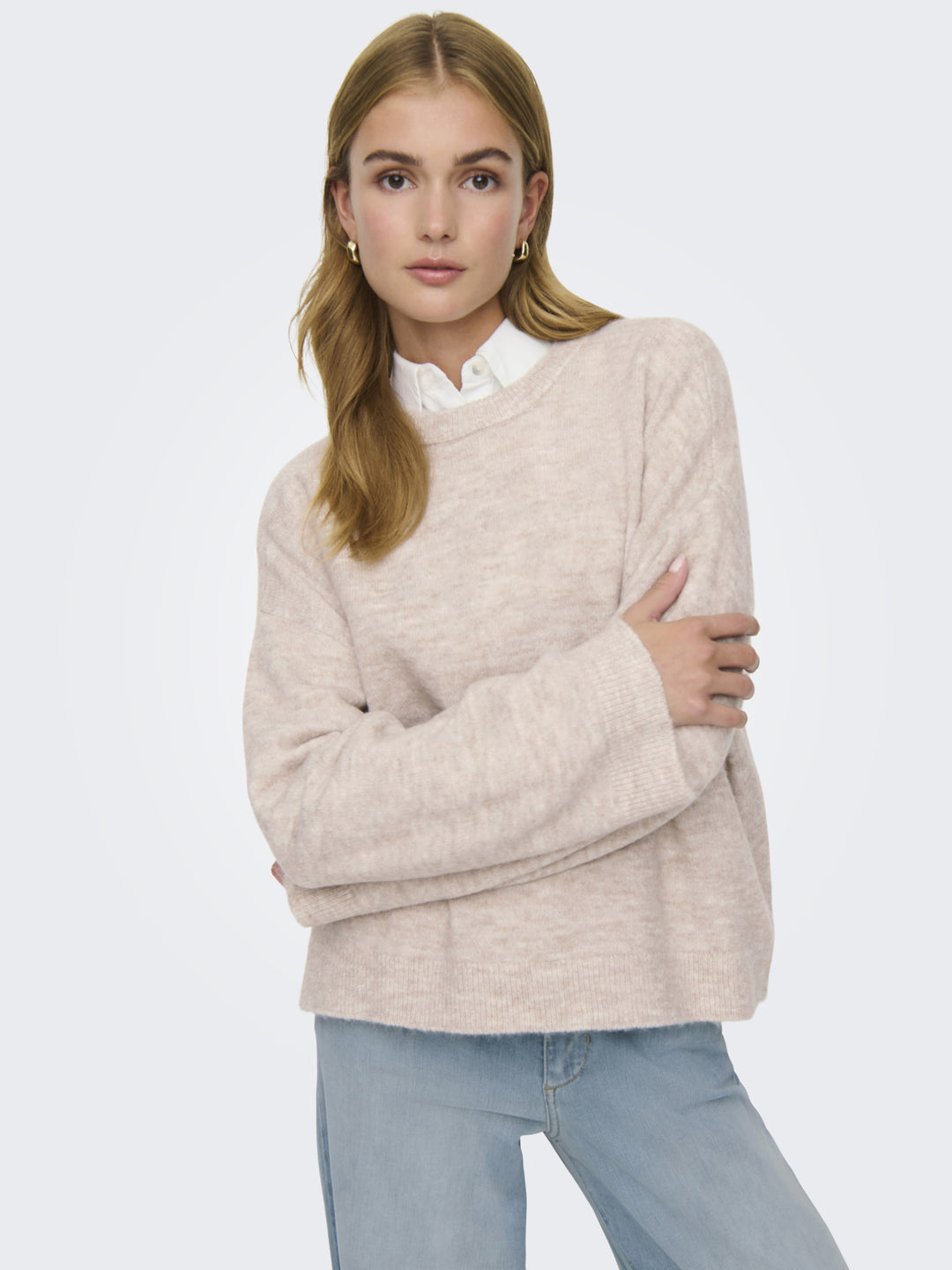 ONLSIMONI L/S O-NECK PULLOVER KNT N, Pumice Stone/MELANGE 189959001 Bild 4