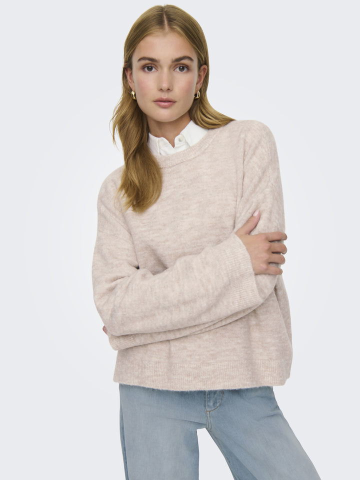ONLSIMONI L/S O-NECK PULLOVER KNT N, Pumice Stone/MELANGE 189959001 Bild 4