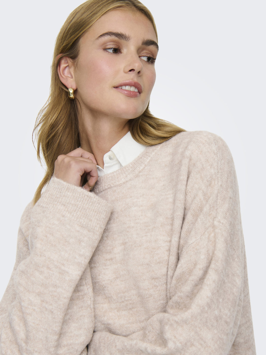 ONLSIMONI L/S O-NECK PULLOVER KNT N, Pumice Stone/MELANGE 189959001 Bild 5