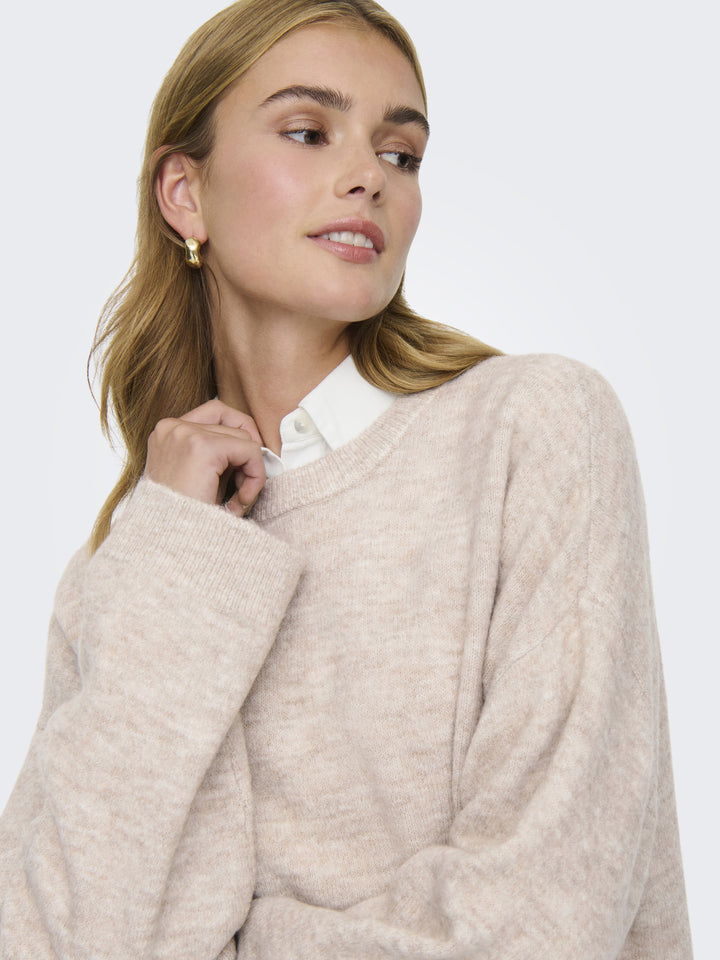 ONLSIMONI L/S O-NECK PULLOVER KNT N, Pumice Stone/MELANGE 189959001 Bild 5