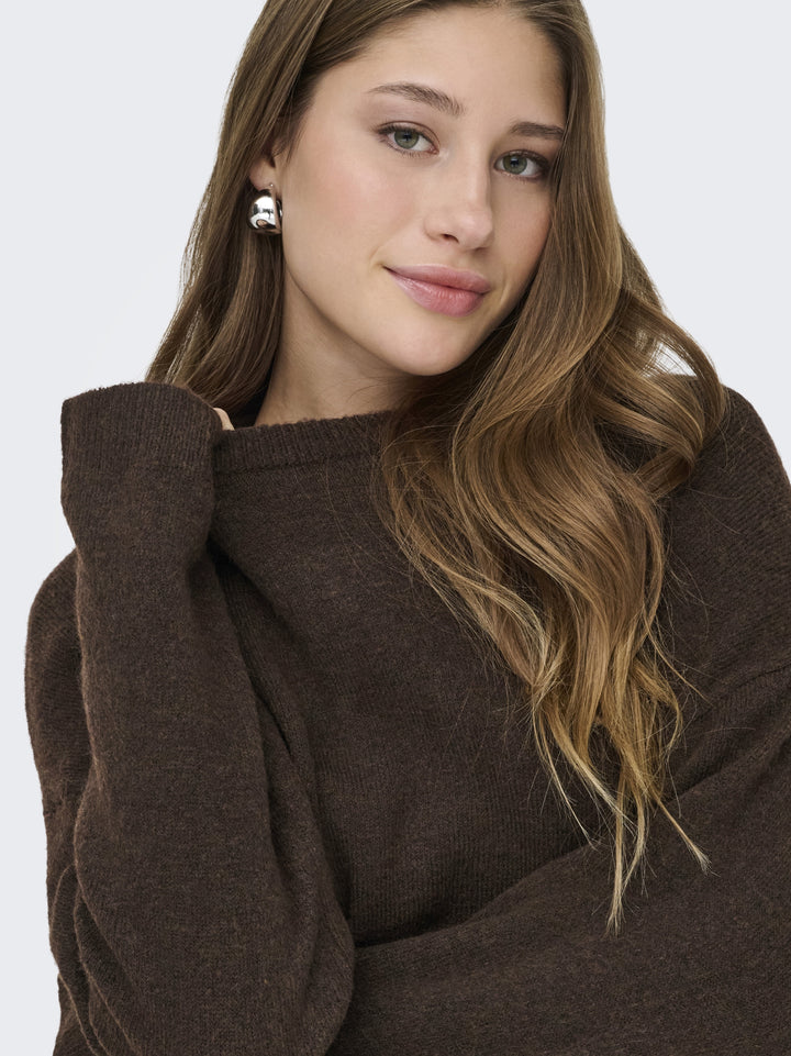 ONLSIMONI L/S O-NECK PULLOVER KNT N, Coffee Bean/MELANGE 237375001 Bild 5