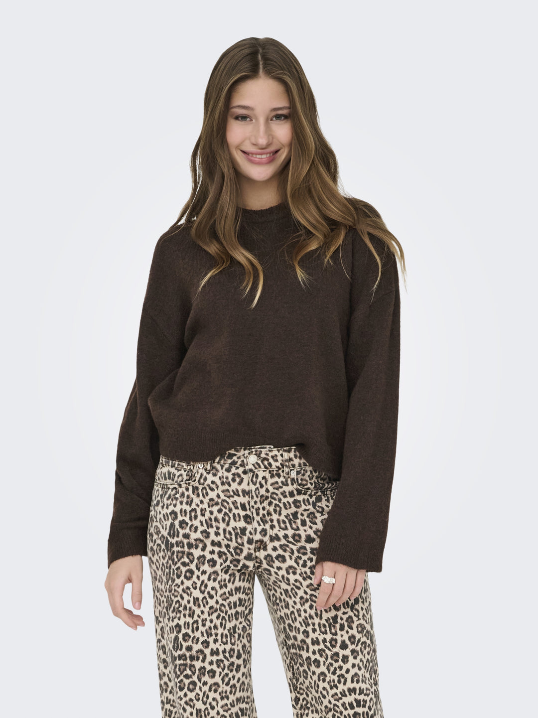ONLSIMONI L/S O-NECK PULLOVER KNT N, Coffee Bean/MELANGE 237375001 Bild 6