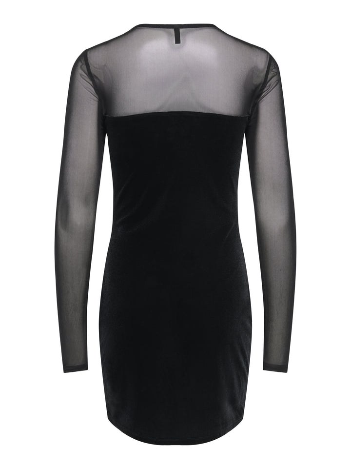 ONLSMOOTH L/S MESH MIX DRESS BOX JR, Black/Dtm mesh sweetheart 177911002 Bild 2