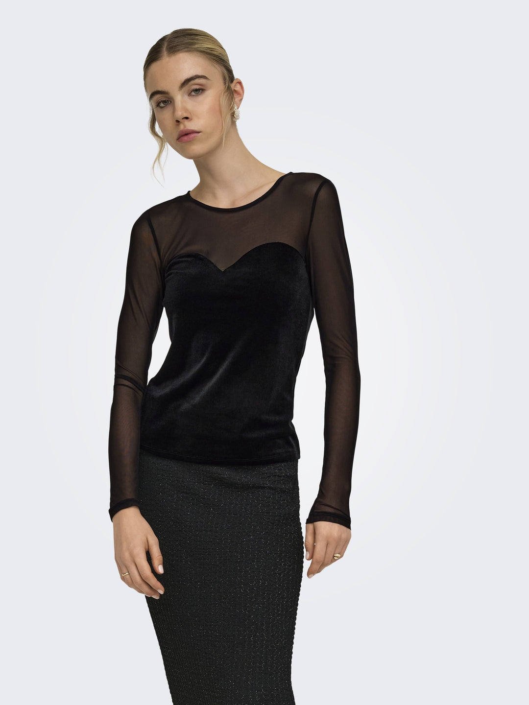 ONLSMOOTH L/S MESH MIX TOP BOX JRS, Black/Dtm mesh sweetheart 177911003 Bild 4