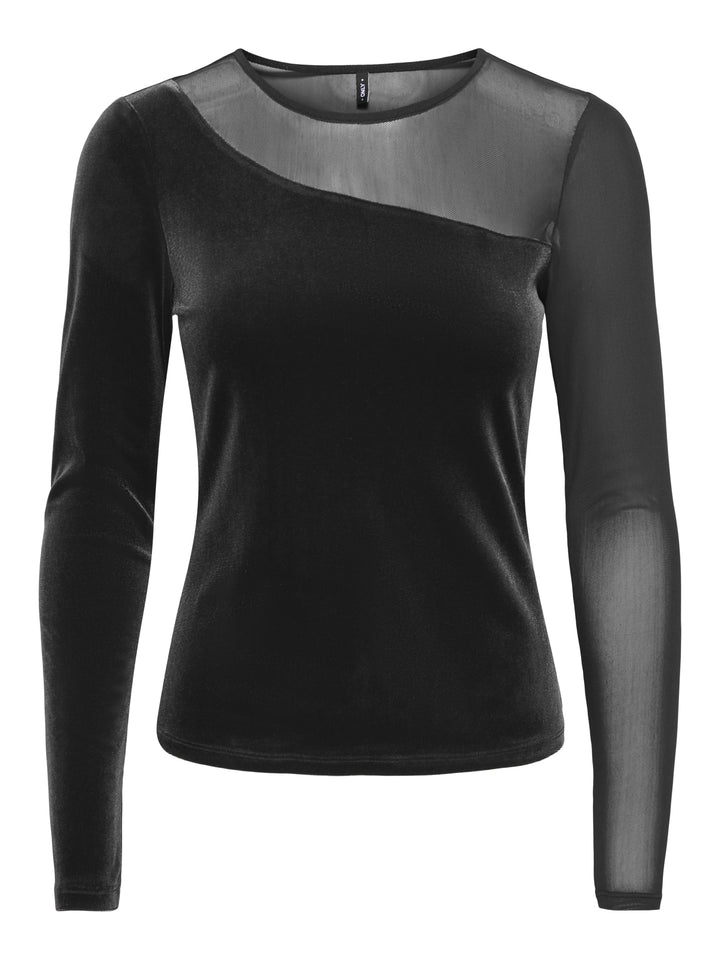 ONLSMOOTH L/S MESH MIX TOP BOX JRS, Black/Dtm mesh off shoulder 177911004 Bild 1
