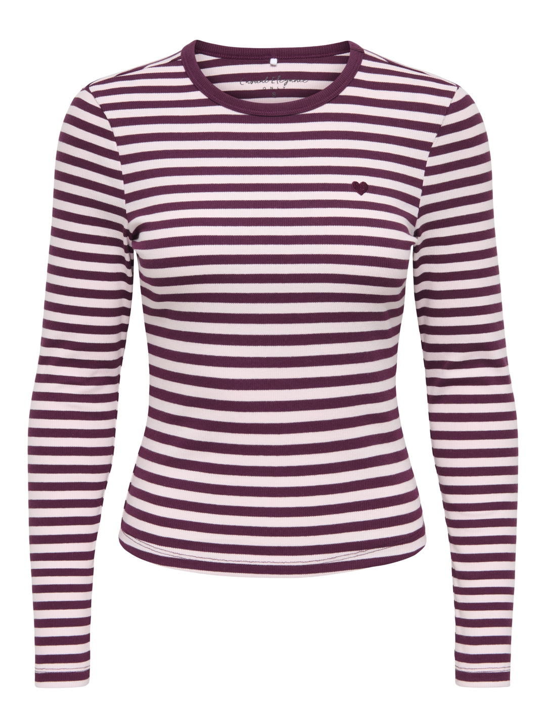 ONLVAL L/S O-NECK STRIPE TOP JRS, Fig/Pale lilac (mette) + emb. heart 177912002 Bild 1