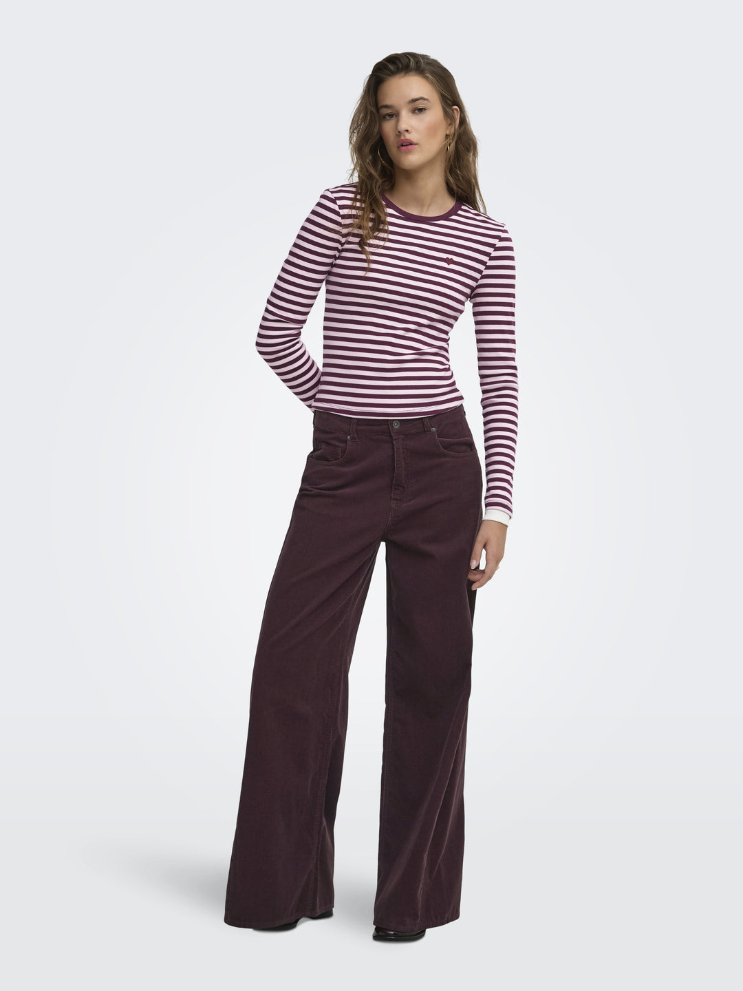 ONLVAL L/S O-NECK STRIPE TOP JRS, Fig/Pale lilac (mette) + emb. heart 177912002 Bild 7
