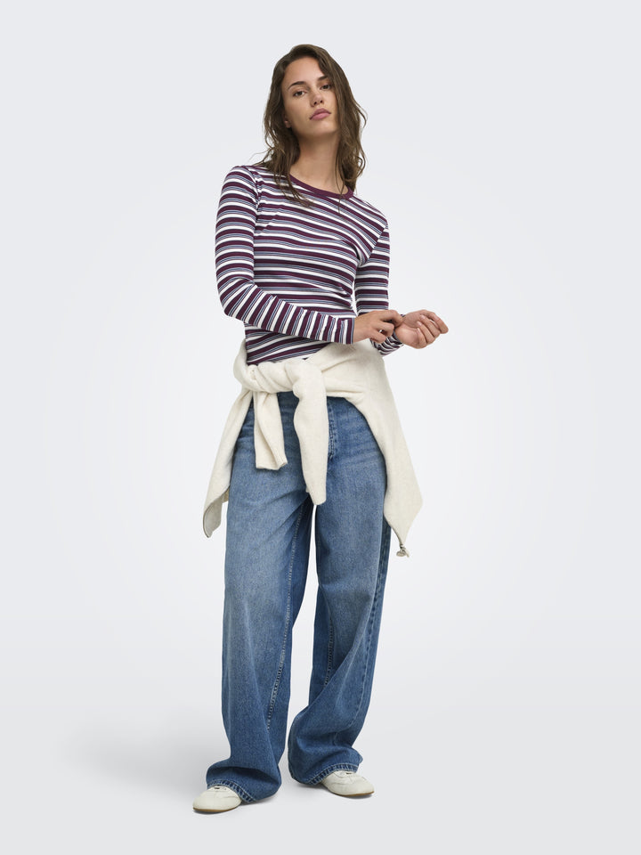 ONLVAL L/S O-NECK STRIPE TOP JRS, Fig/Dusty blue + cd + navy blazer ( 177912004 Bild 6