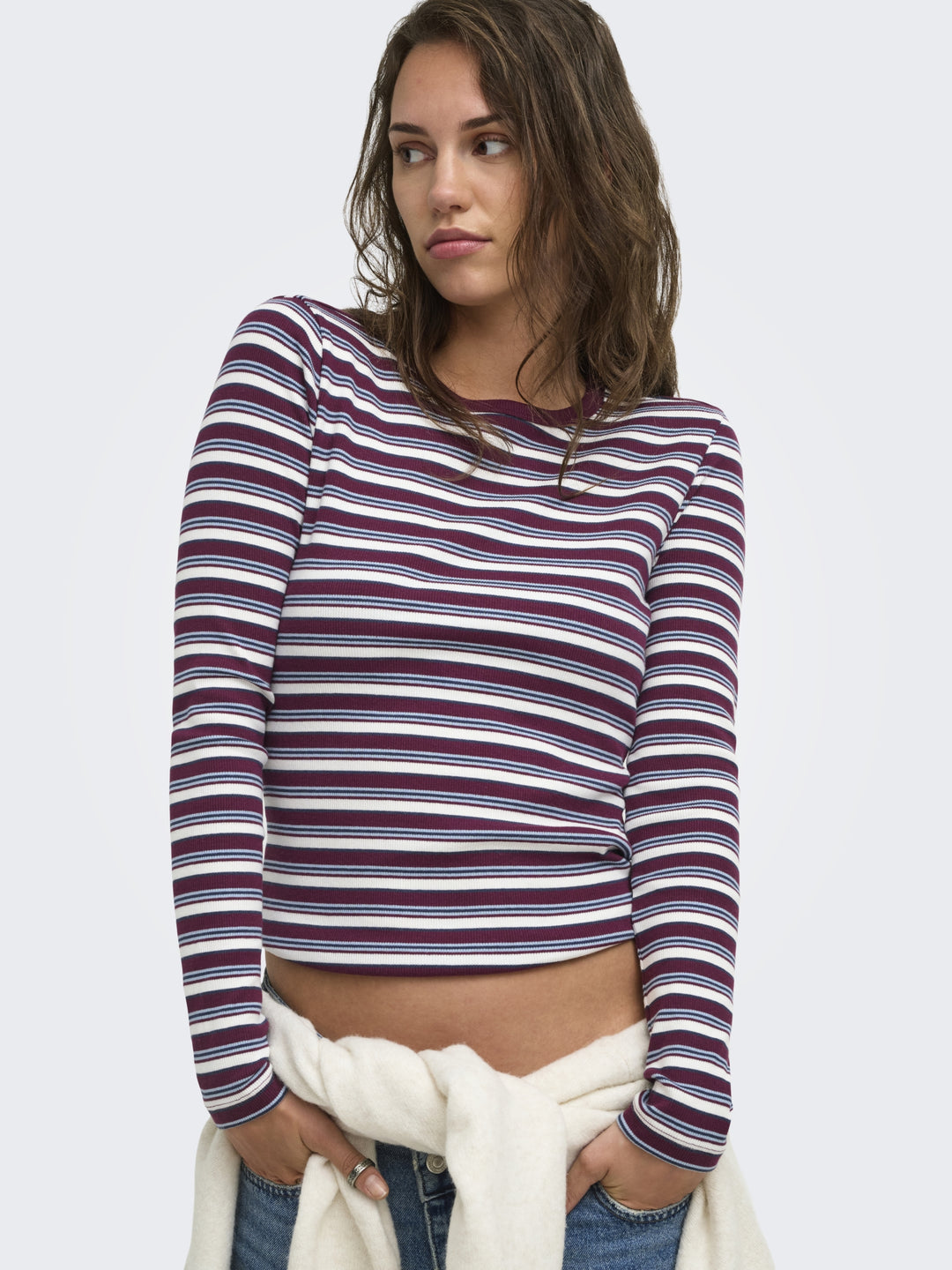 ONLVAL L/S O-NECK STRIPE TOP JRS, Fig/Dusty blue + cd + navy blazer ( 177912004 Bild 7