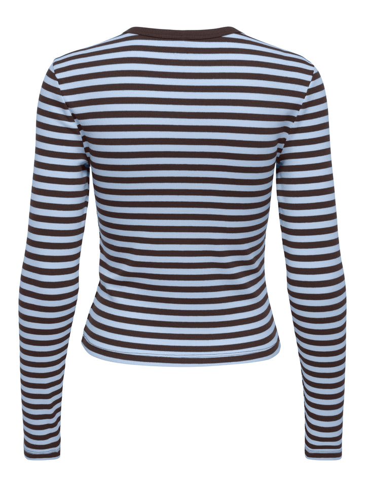 ONLVAL L/S O-NECK STRIPE TOP JRS, Coffee Bean/Cashmereblue (mette) + 237375005 Bild 2
