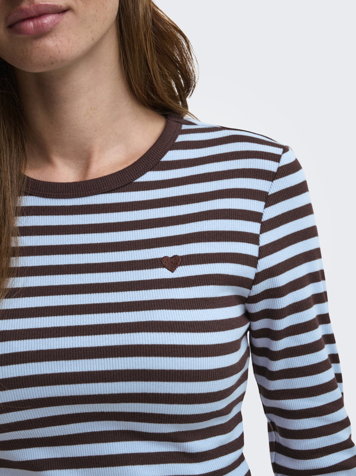 ONLVAL L/S O-NECK STRIPE TOP JRS, Coffee Bean/Cashmereblue (mette) + 237375005 Bild 3