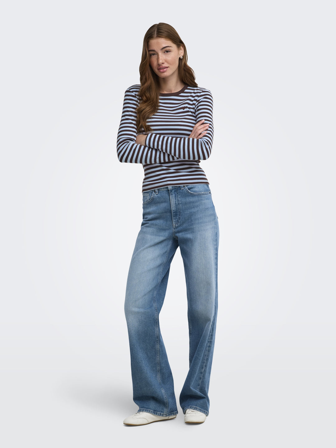 ONLVAL L/S O-NECK STRIPE TOP JRS, Coffee Bean/Cashmereblue (mette) + 237375005 Bild 6