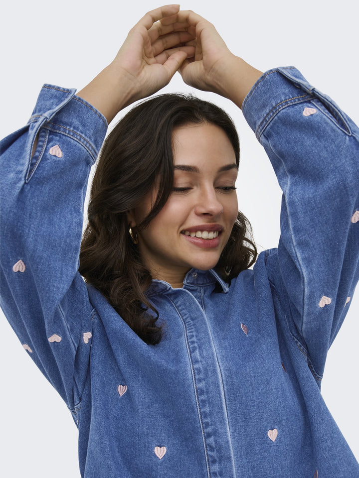 ONLVERA LS HEART DNM SHIRT GUA, Medium Blue Denim 179695 Bild 3