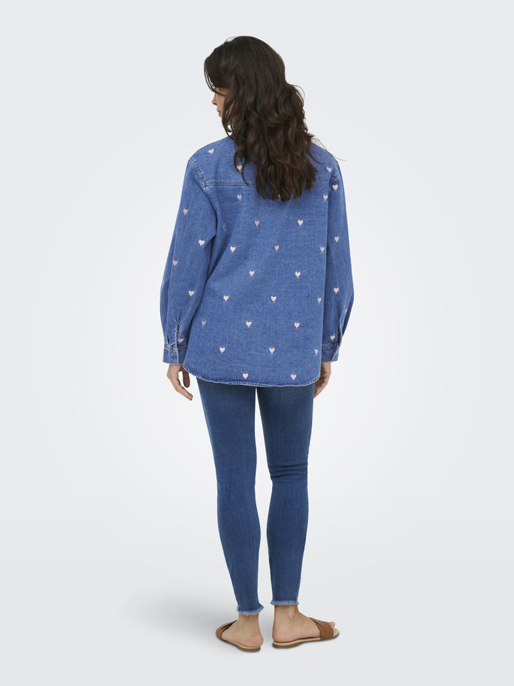 ONLVERA LS HEART DNM SHIRT GUA, Medium Blue Denim 179695 Bild 4