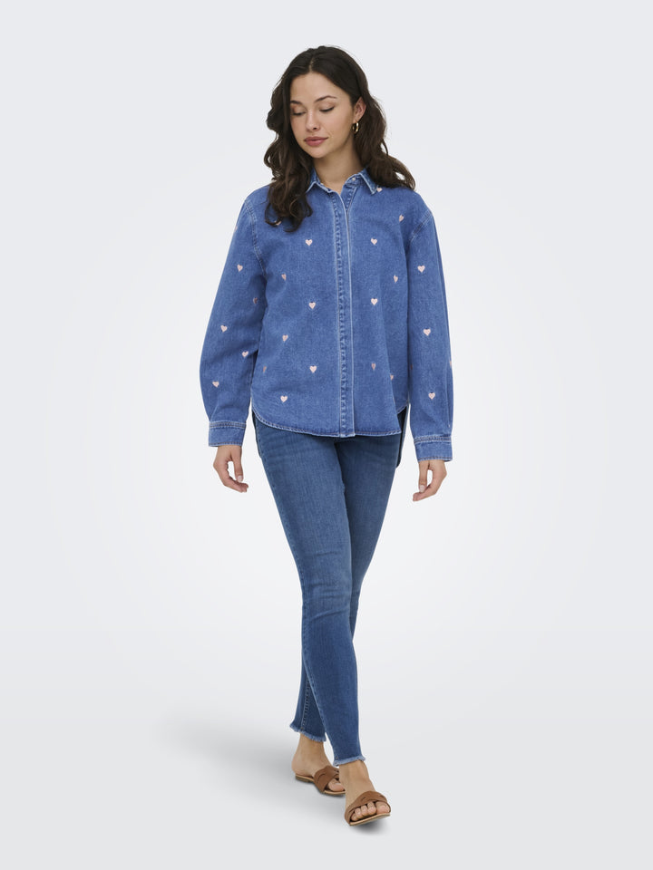 ONLVERA LS HEART DNM SHIRT GUA, Medium Blue Denim 179695 Bild 5