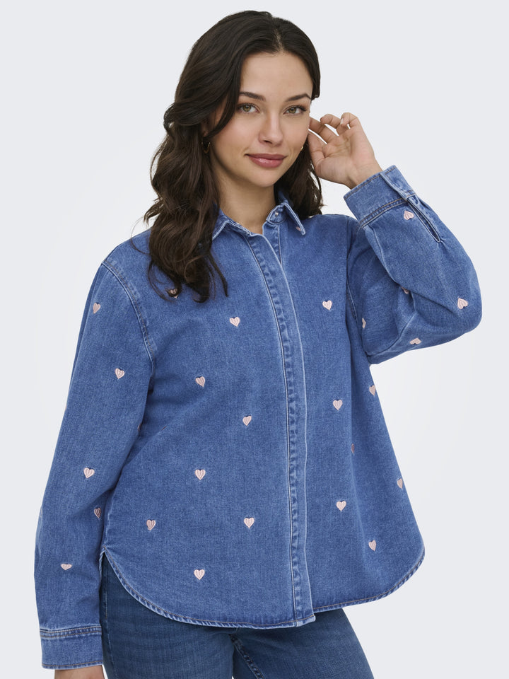 ONLVERA LS HEART DNM SHIRT GUA, Medium Blue Denim 179695 Bild 6