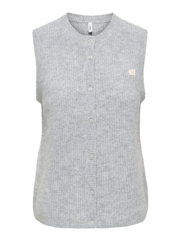 ONLVIGGA SL O-NECK BADGE BUTTON VES, Light Grey Melange/Fmop Button 179073001 Bild 1