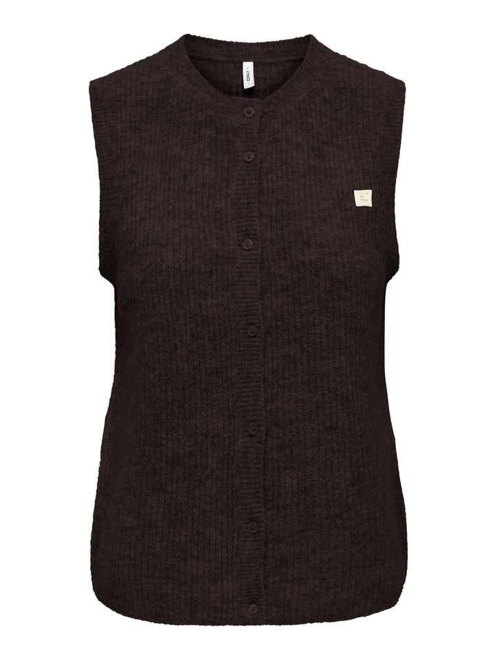ONLVIGGA SL O-NECK BADGE BUTTON VES, Coffee Bean/Mel/Fmop Button 237375003 Bild 1