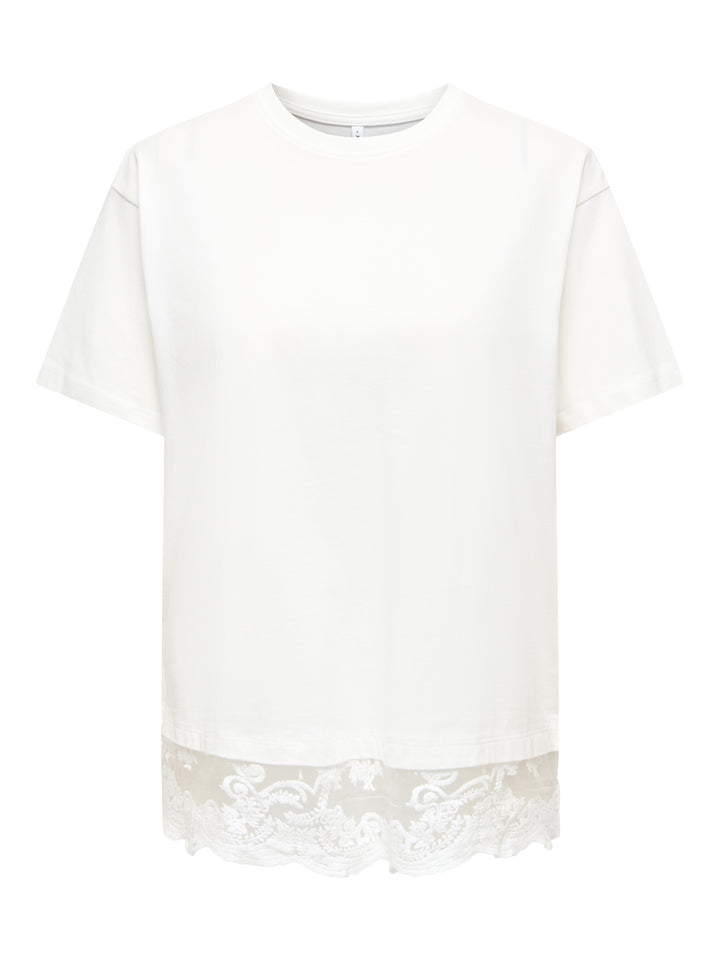 ONLVIVVI S/S LACE BOTTOM TOP JRS NO, Cloud Dancer/Cloud dancer lace 177922002 Bild 1
