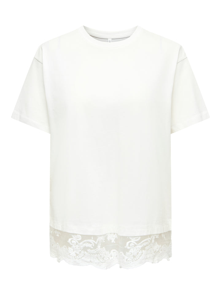 ONLVIVVI S/S LACE BOTTOM TOP JRS NO, Cloud Dancer/Cloud dancer lace 177922002 Bild 1