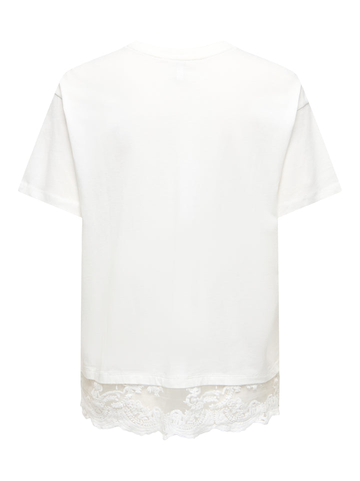 ONLVIVVI S/S LACE BOTTOM TOP JRS NO, Cloud Dancer/Cloud dancer lace 177922002 Bild 3